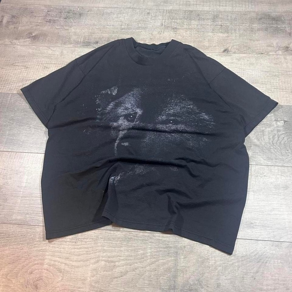 VTG big print ap faded black blue all over print wold nature tee